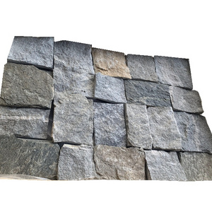 Natural dark grey stone veneer for exterior interior wall cladding