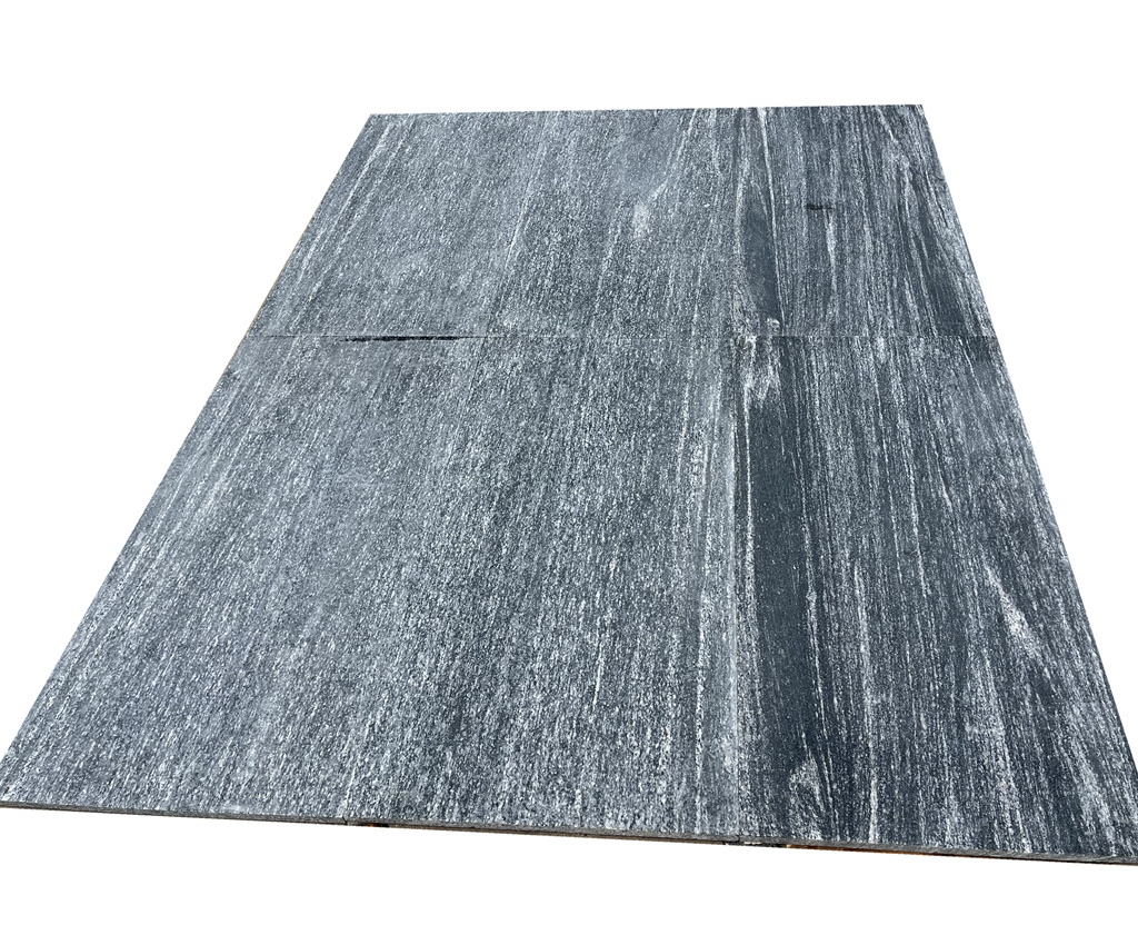 Natural Fantasy Black Dark Grey Straight Wooden Vein Wood Grain Landscape Grey Nero Santiago Granite Slabs Tiles