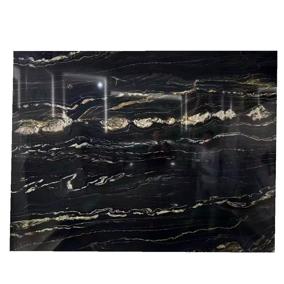 High end natural black Titanium gold Magma gold granite for countertop kitchen benchtop