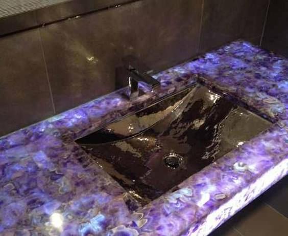 Natural luxury stone purple gemstone slab vanity top amethyst countertop for kitchen