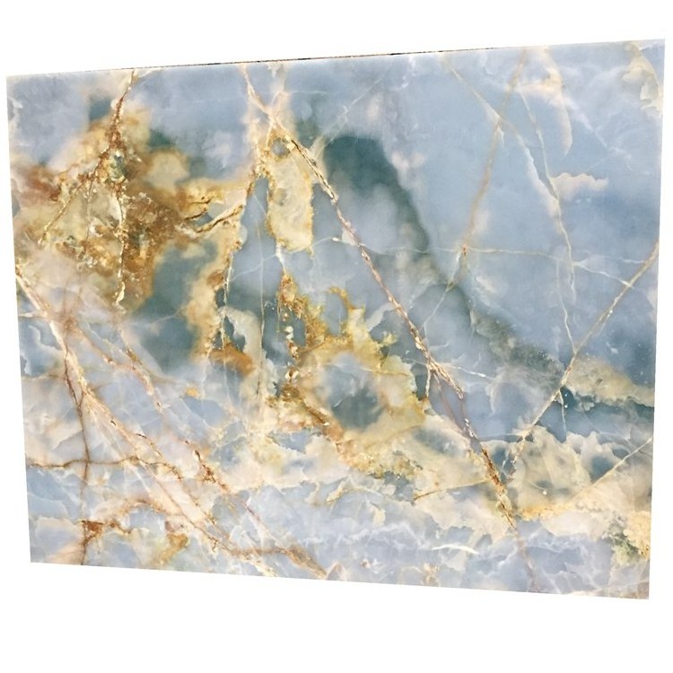 Transparent backlit natural Sky Blue onyx marble slabs for wall decoration in villa home