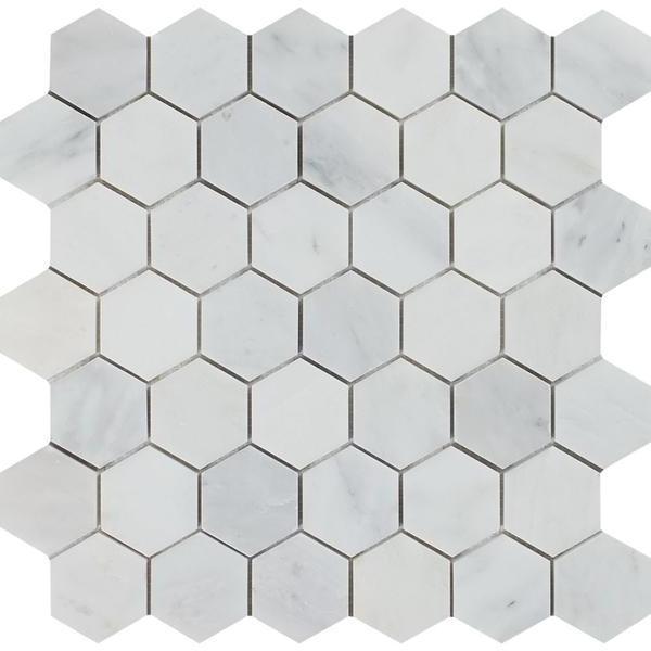 Wholesale Hexagon Shaped Natural Carrara White Marble Mosaic Tiles For Wall Cladding