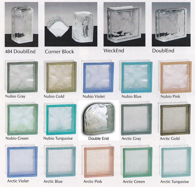 Clear Glass Bricks With Different Color 190*190*80 mm