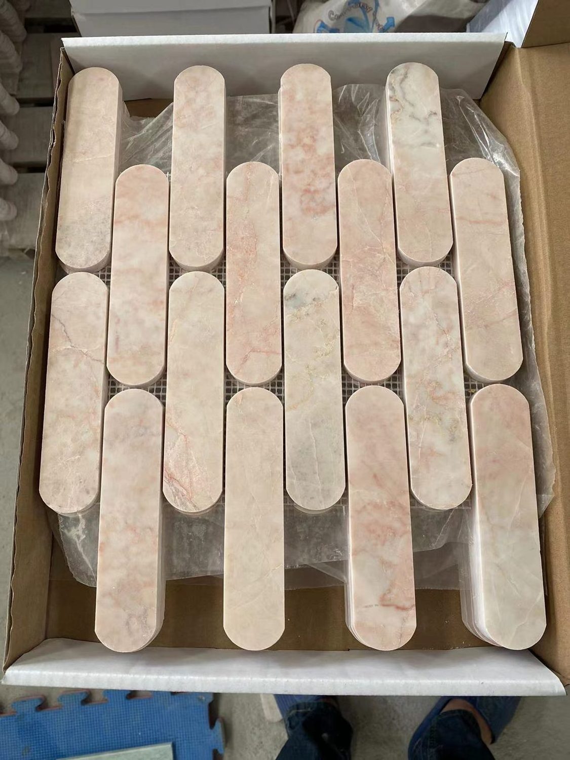 China light Tea Rose batons pink marble stone mosaic flooring and wall tiles