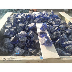 Dark Blue Purple colored tumbled slag glass crushed large rocks for decorative Garden