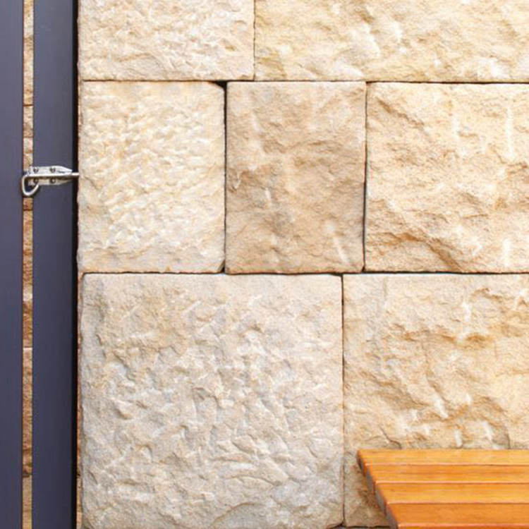 Chiselled Face Beige Lime Stone Faced Wall Cladding