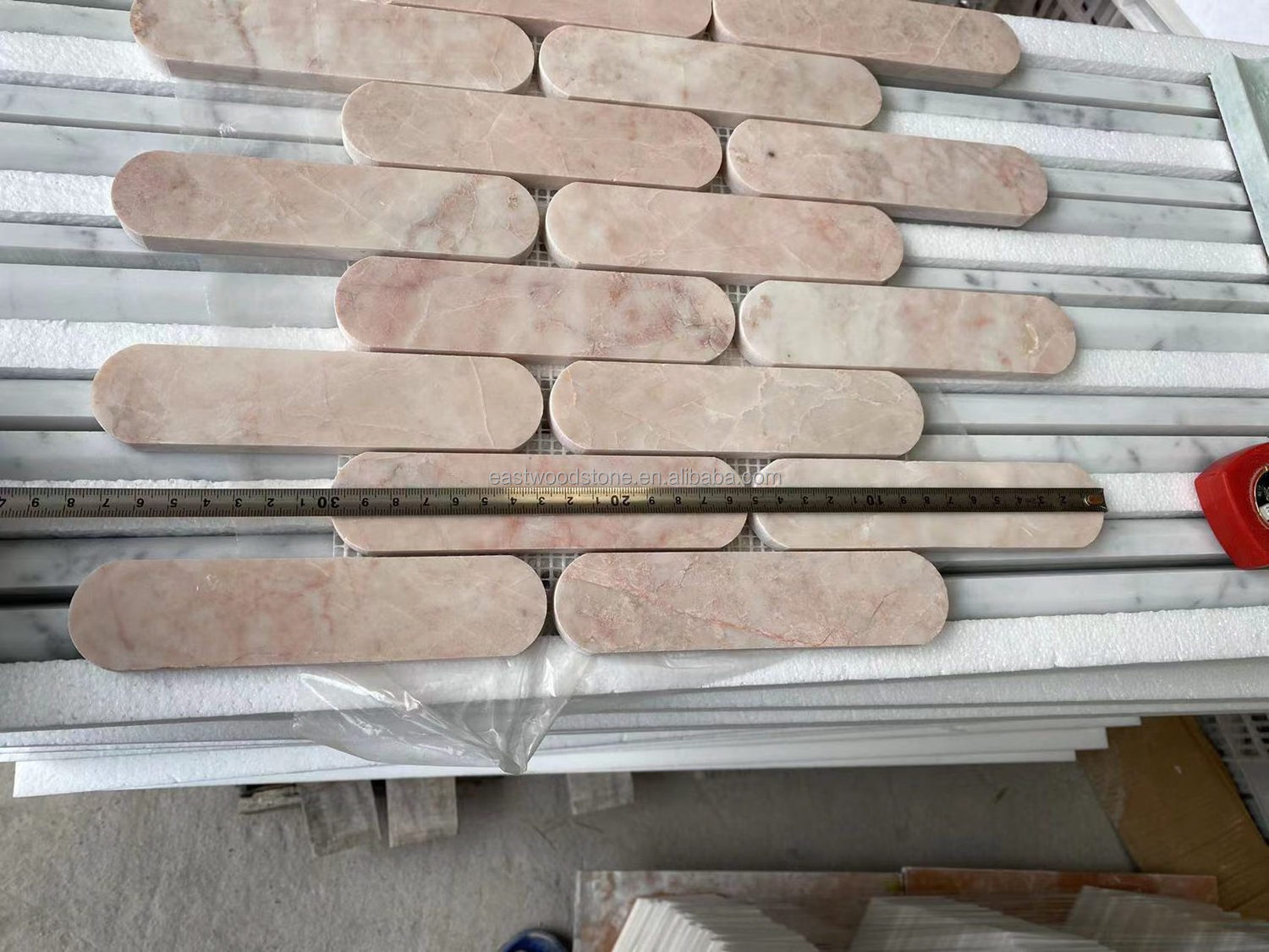 China light Tea Rose batons pink marble stone mosaic flooring and wall tiles