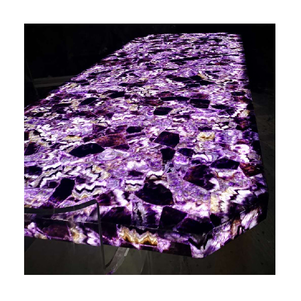 Natural luxury stone purple gemstone slab vanity top amethyst countertop for kitchen