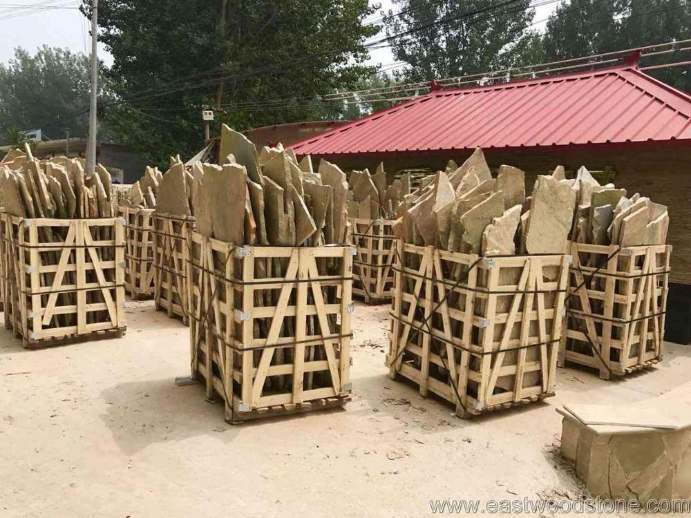 Natural Rustic Golden Slate Random Flagstone Slabs For Sale