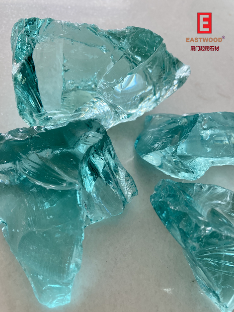 Aqua blue glass rock decorative blue rocks