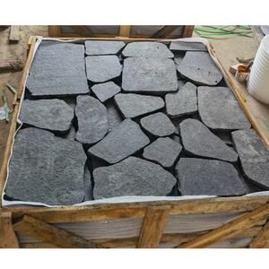 Black granite random flagstone black basalt stone crazy pattern paving stone for driveway outside garden