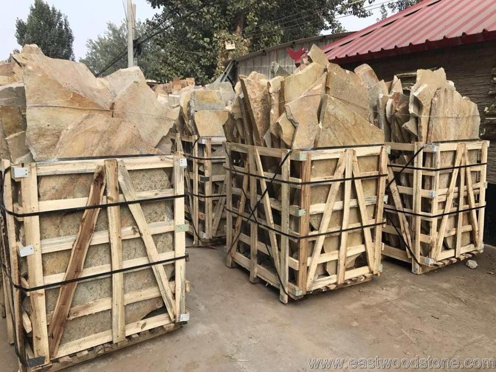 Natural Rustic Golden Slate Random Flagstone Slabs For Sale