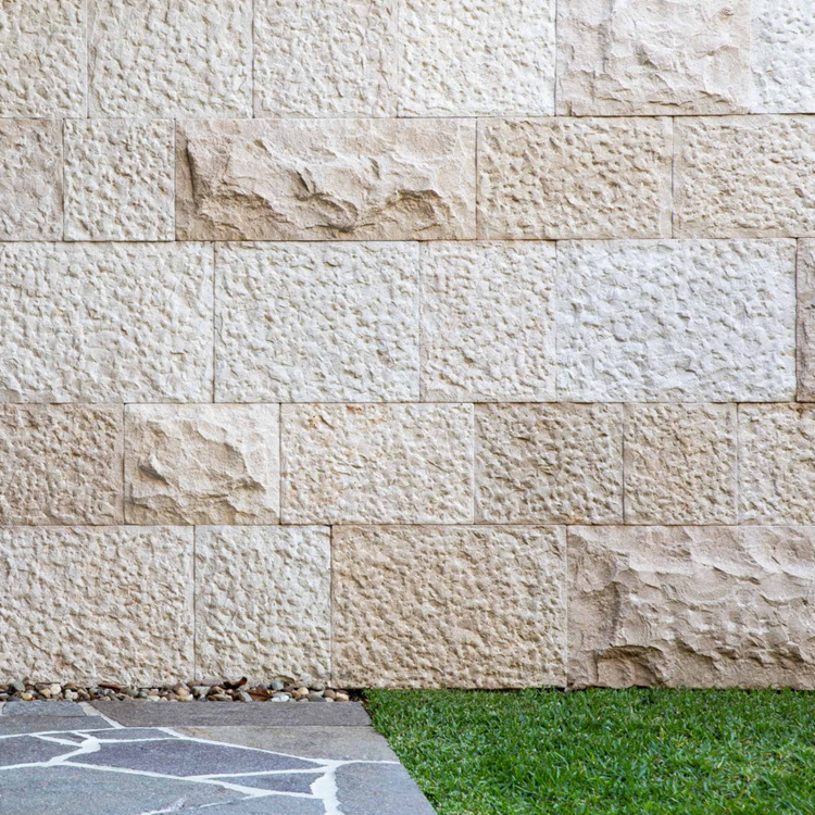 Chiselled Face Beige Lime Stone Faced Wall Cladding