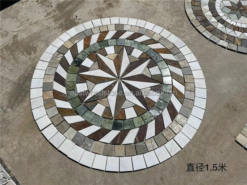 Decorative Stone Square Slate Mosaic Tiles For Patio Flooring