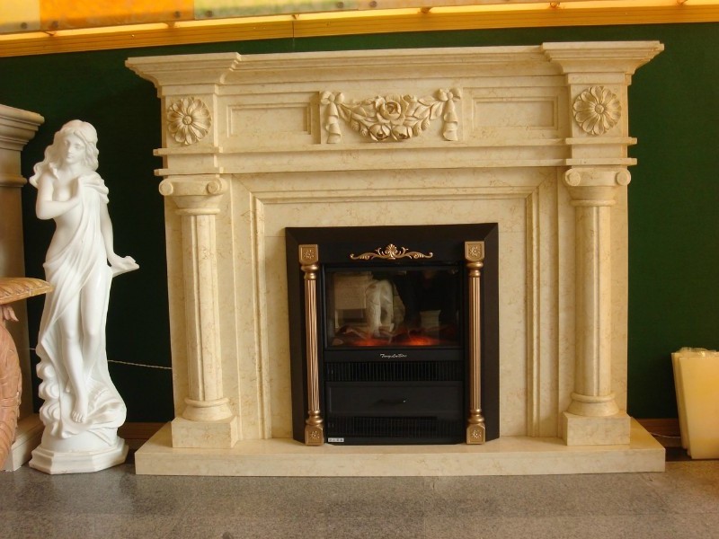 beige marble wall mounted gas fireplace,insert marble fireplace