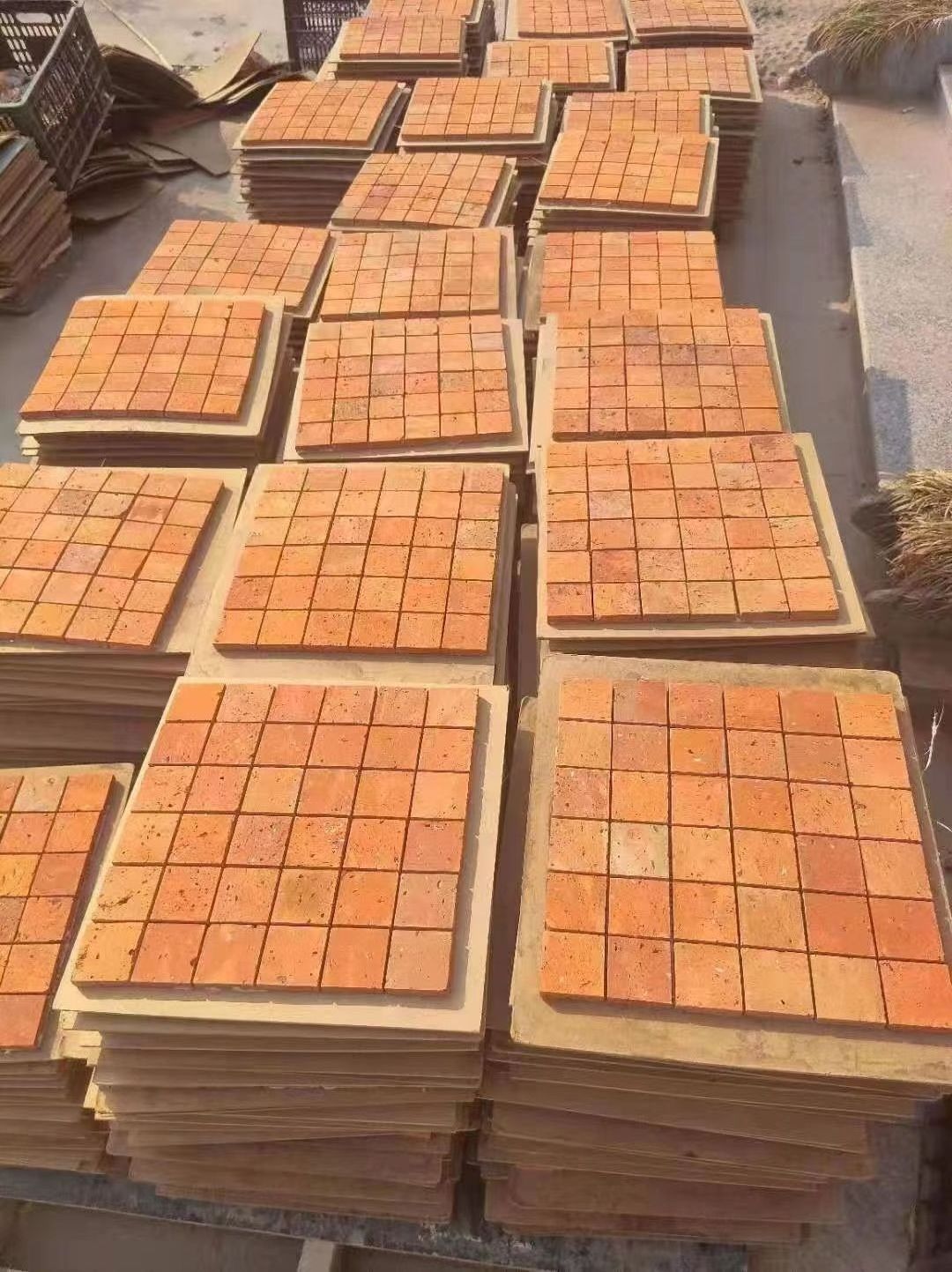 Antiqued Natural Surface Red Clay Bricks Hexagon Pattern Mosaic Tiles Exterior Interior Wall Cladding