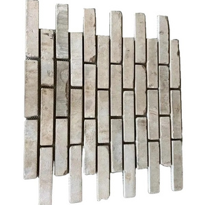 Antique Reclaimed Rectangle Old  Mesh-mounted White Brick Mosaic Tiles For Wall Cladding