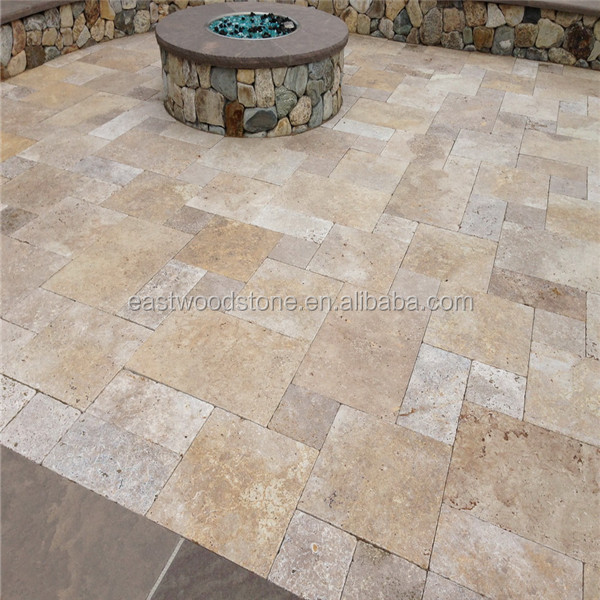 French Pattern Outdoor Titanium Stone Travertine Tiles  For Driveway and Wallway on Sale