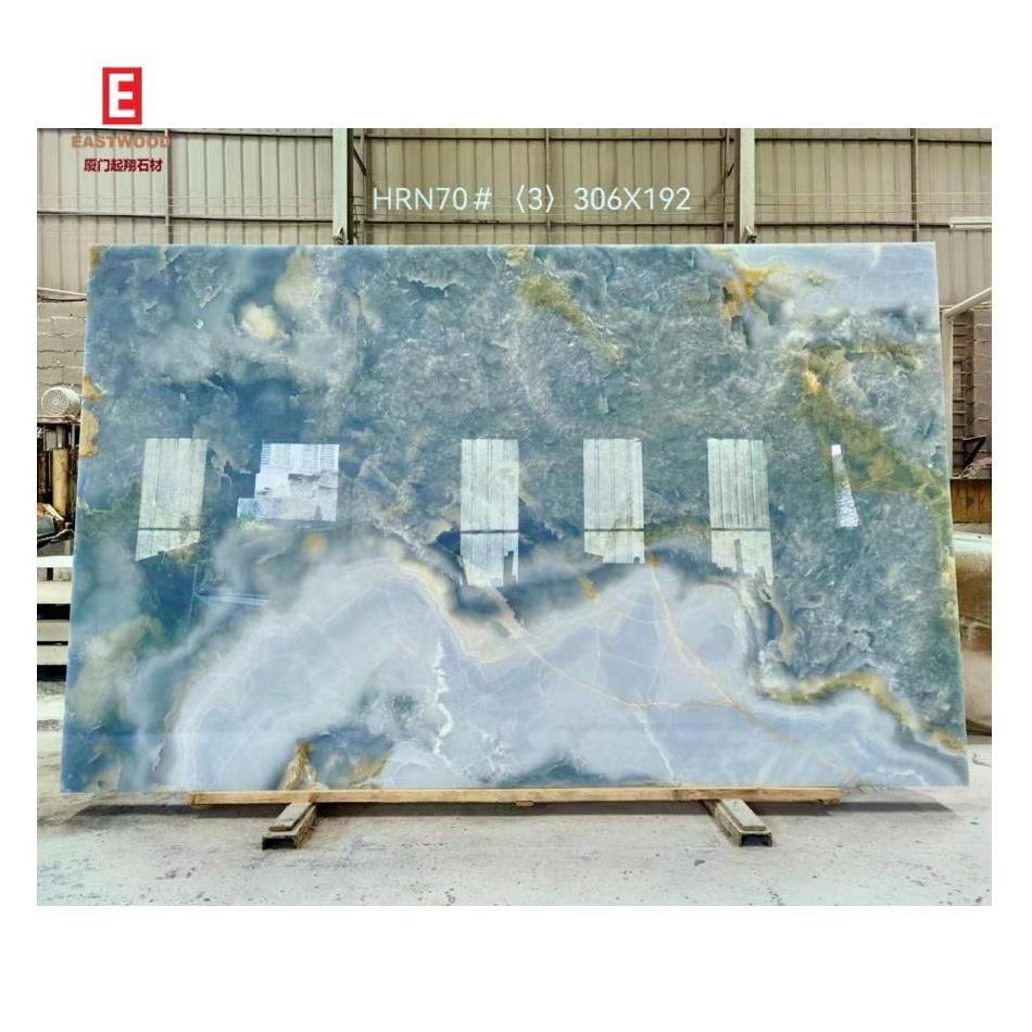 Luxury Natural Jade Slab Blue Onyx Slab Panel for Wall Tile