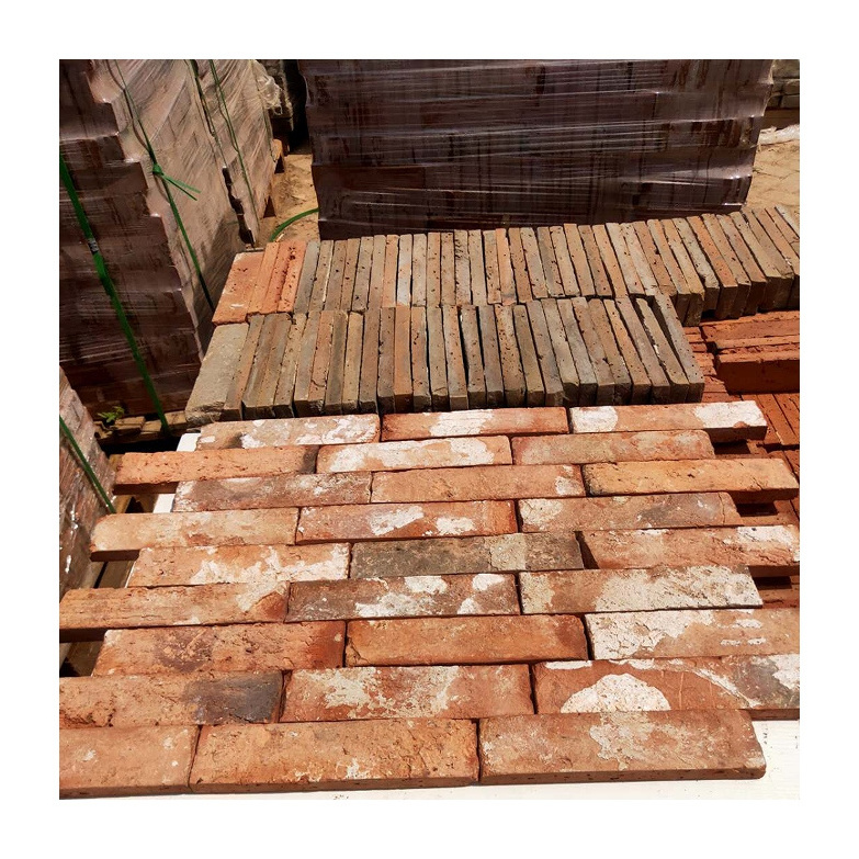 Reclaimed Antique Old Red Bricks Veneer Tiles For Exterior And Interior Wall Decoration