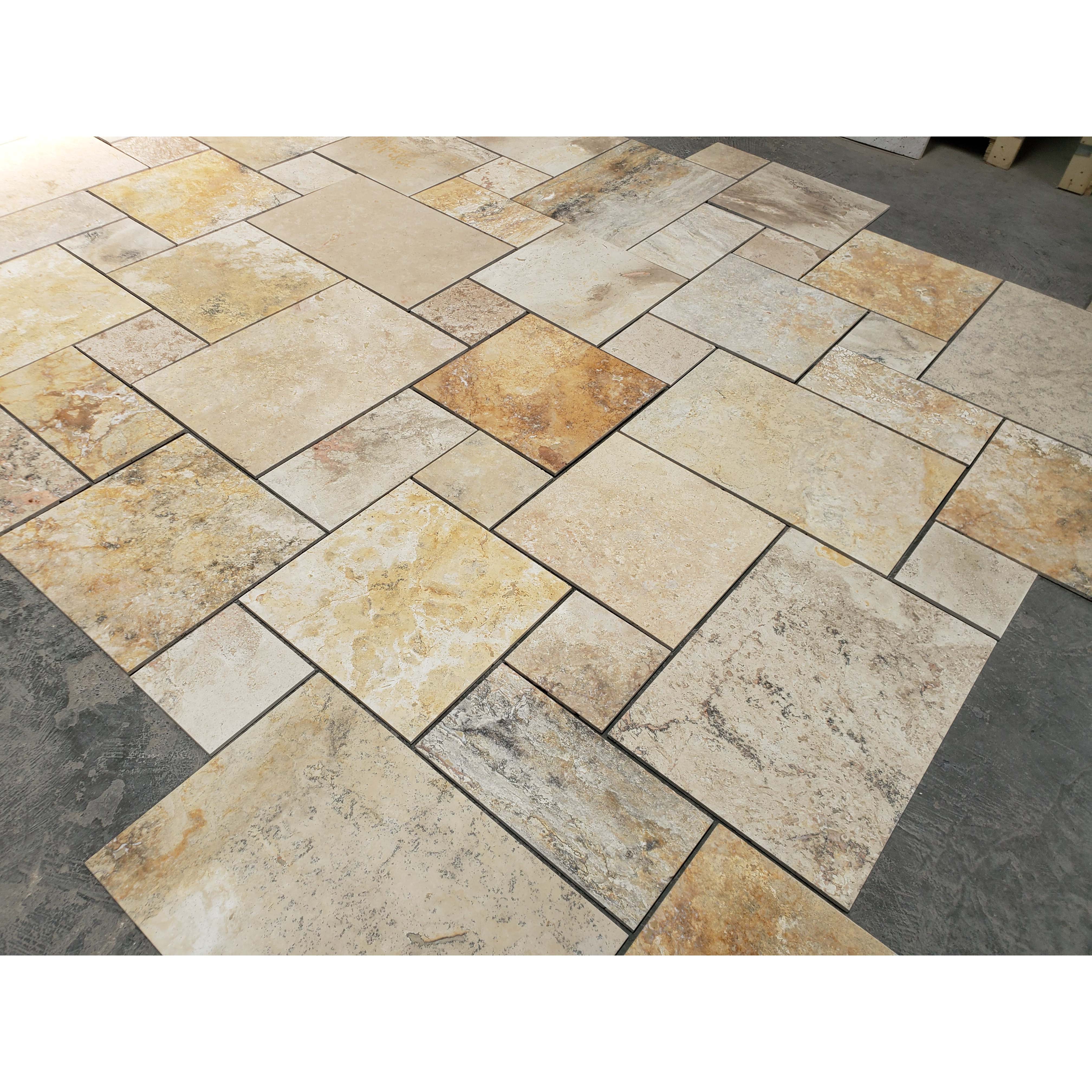 French Pattern Outdoor Titanium Stone Travertine Tiles  For Driveway and Wallway on Sale