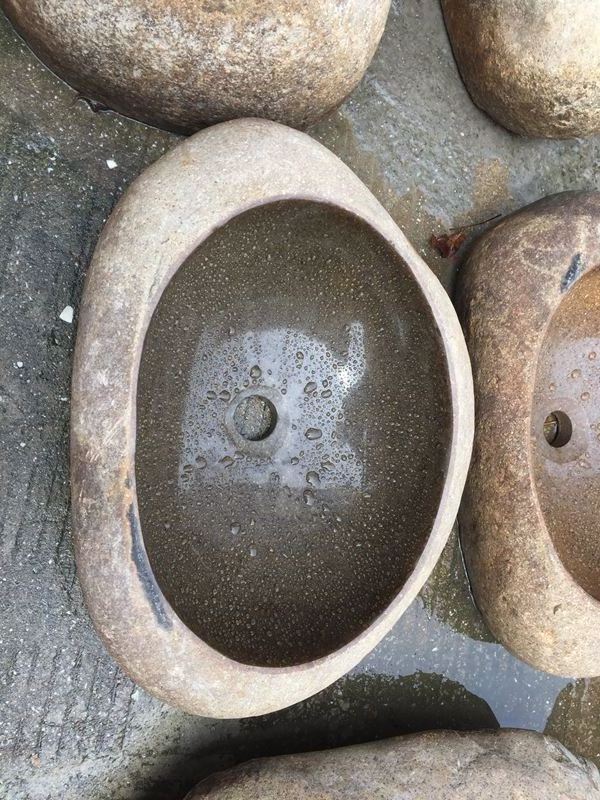 Natural river rock boulder stone vessel sinks for bathroom