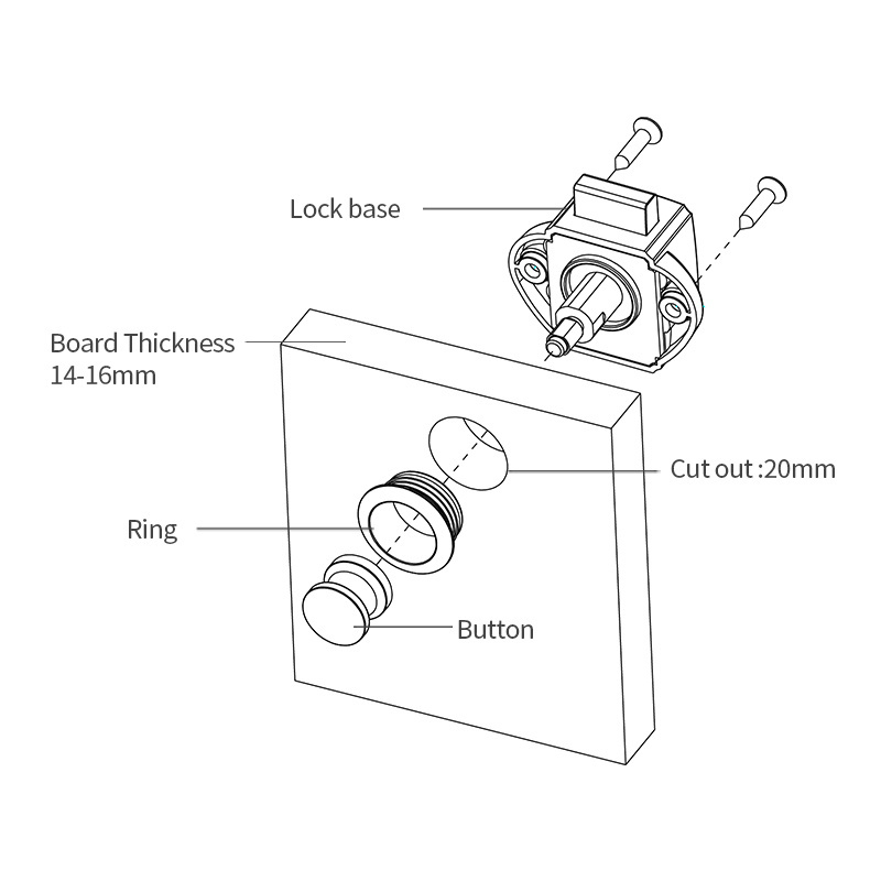 Boat Motorhome Showcase Door Van RV Caravans Yacht Furniture Cabinet Drawer Mini Push Button Lock Catch