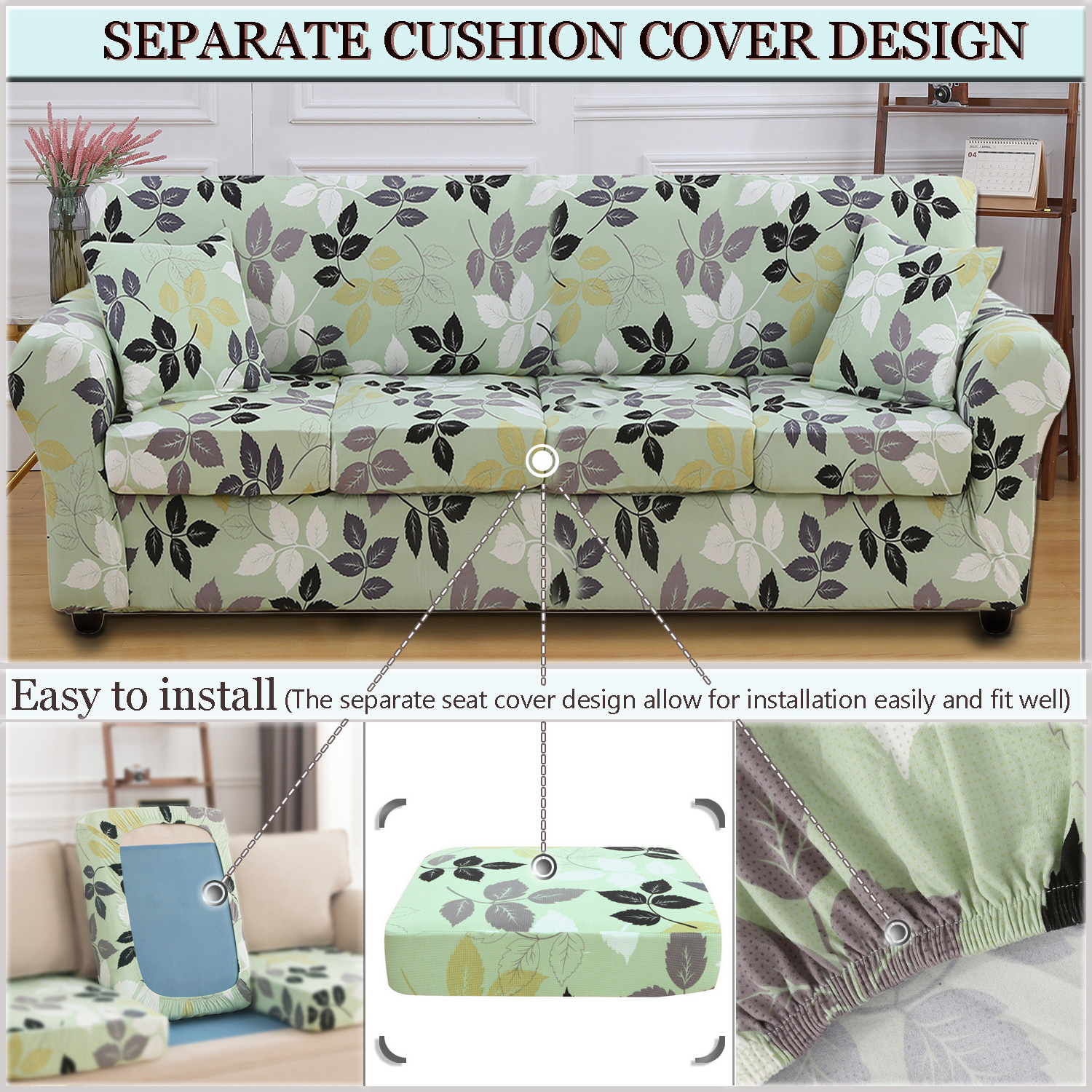 Factory custom design sofa cover printed jacquard 4 3 2 1 seat sofa stretch 4 seat sofa cover dining chair cover