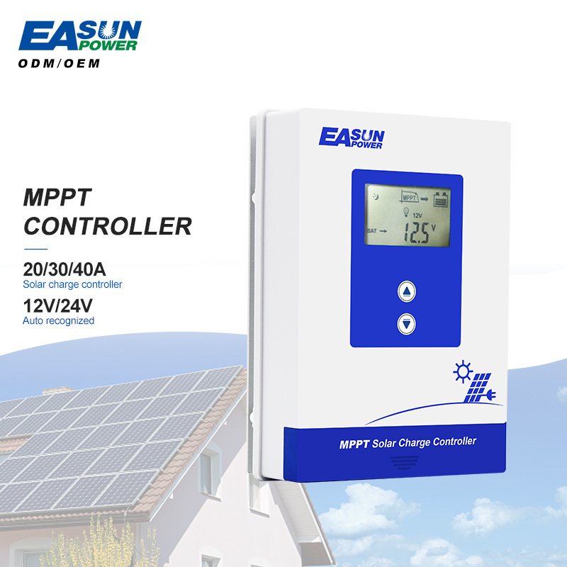 Easun Factory Price MPPT Solar Panel Charger Controller 20A 30A 40A 12V 24V Auto LCD Display Solar Regulator