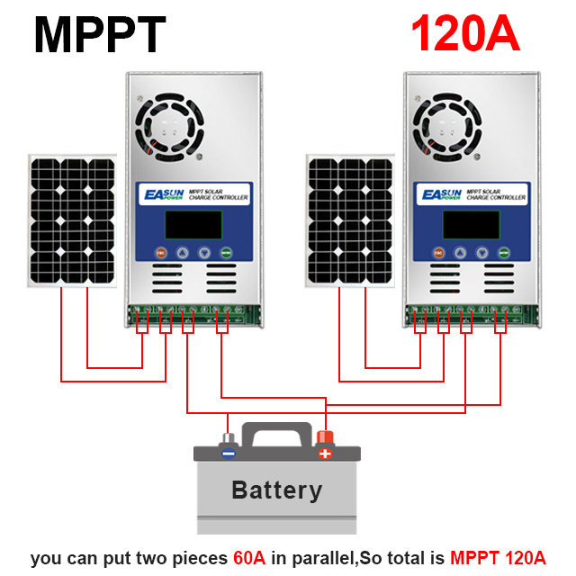 Easun Auto 12v/24v/36v/48v Auto Solar Charge Regulator 60 Amp MPPT 60A Solar Charger Controller for Solar System