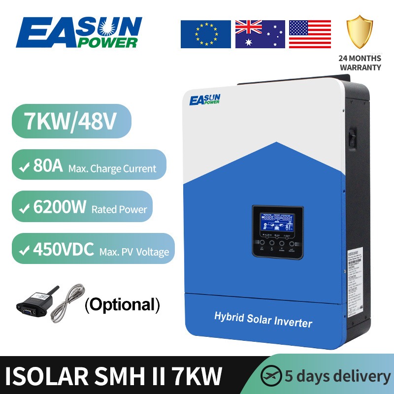 Easun 3KVA 5KVA 7KVA Solar Inverter 24V 48v Off Grid Inverter Pure Sine Wave Hybrid Solar Inverter with MPPT Charge Controller