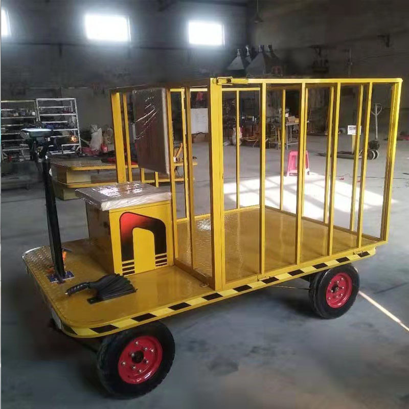 Electric four-wheel flat truck used for warehouse plant engineering, farm, pasture, garden, supermarket logistics handling