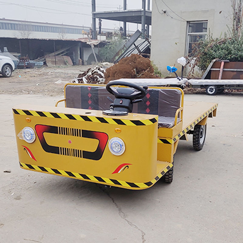 Long time working life electric hand trolley for sale Four-wheel flat car Small flat car electric transport vehicle