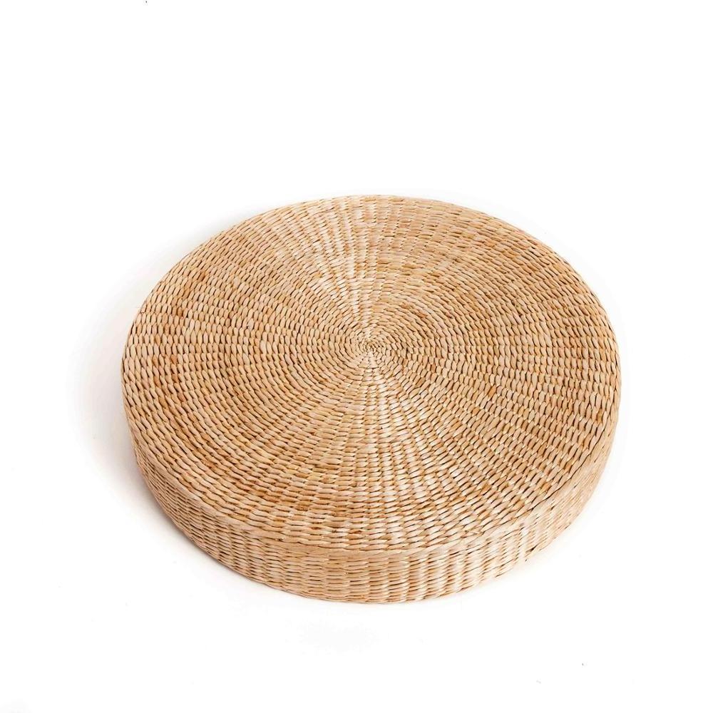 Wholesale Handmade Round Natural Dried Woven Weaving Seagrass Material Patchwork Meditation Cushion