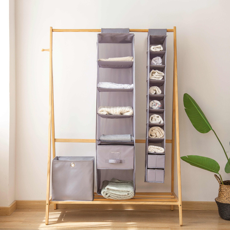 Bedroom 10-shelf Non Woven Space Saving Easy Use Drawers Collapsible Shelves Hanging Closet Organizer for Sweater Cloth Handbag