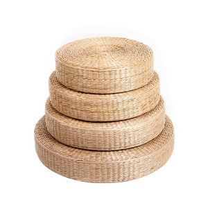 Wholesale Handmade Round Natural Dried Woven Weaving Seagrass Material Patchwork Meditation Cushion