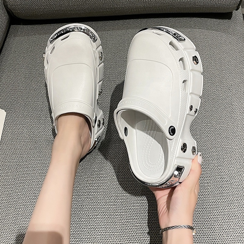 Soft anti slippery ladies casual Women Wedges shoes summer beach EVA slides slipper plush shoes DIY clogs with  heel