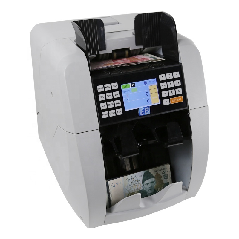 BS-8800 Fake Money Detector Discriminator 2 Pocket Value Counter & Sorter Mixed Denomination Money Counting Machine Bill Count