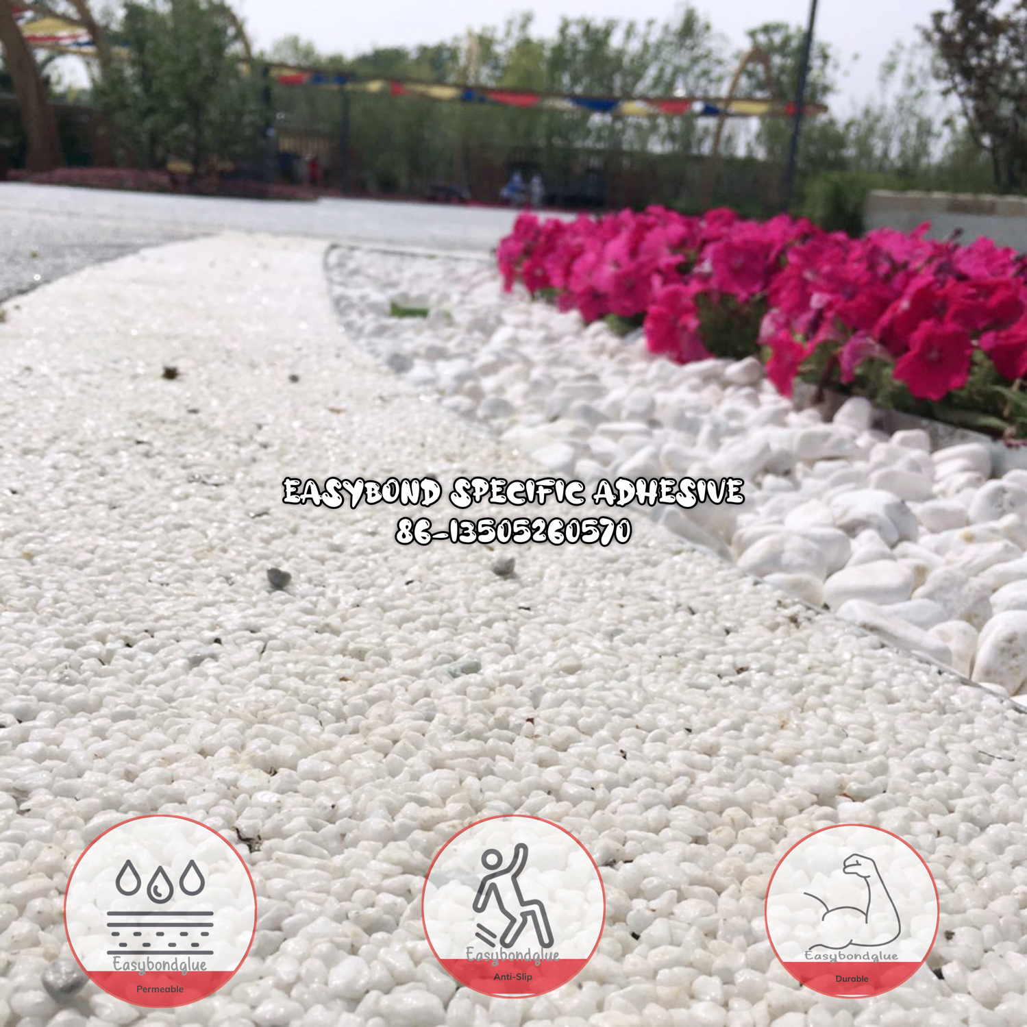 clear permeable anti slip stone carpet resin glue