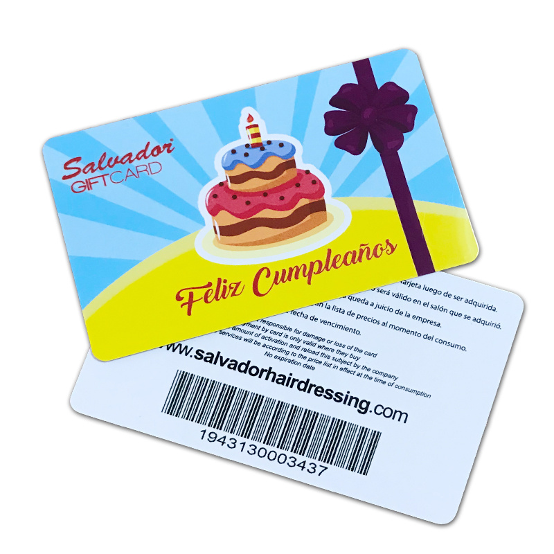 Top quality customized size printing plastic PVC barcode gift card