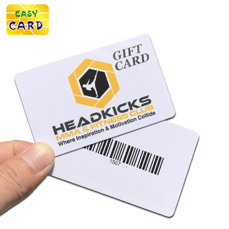 Top quality customized size printing plastic PVC barcode gift card