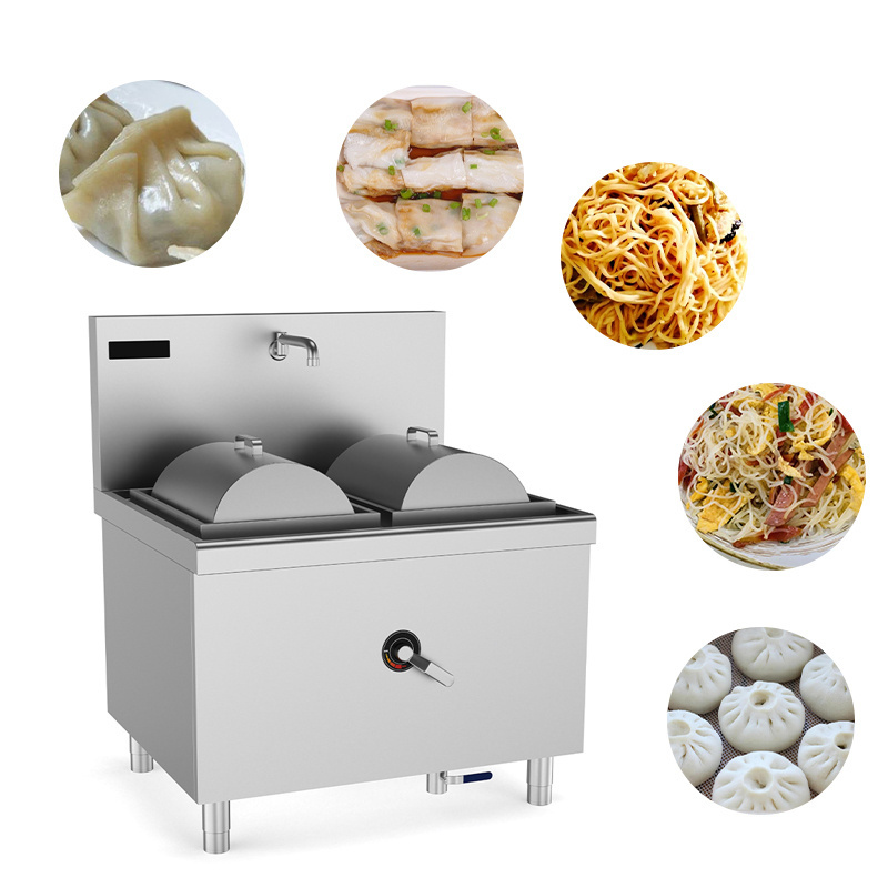 Commercial Rice Noodle Roll Food Electric Steamer Cooker Rice Rolls Machine Stainless Steel Electric 2 Burner Induction Steamer