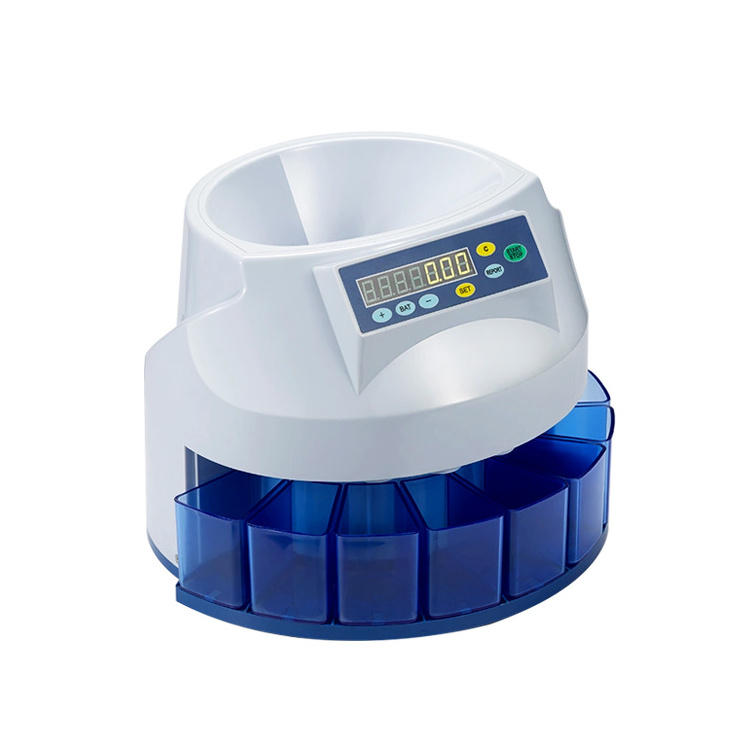 EC50 Automatic Digital Euro Coin Counter &Sorter,7 LED digital display ,subtotal for each sort of coins