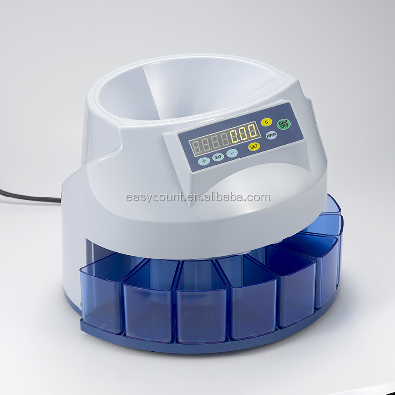 EC50 Automatic Digital Euro Coin Counter &Sorter,7 LED digital display ,subtotal for each sort of coins