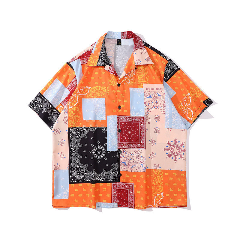 Cashew Blossom Shirt Men Summer Retro Loose Hawaiian Style Couple Short Sleeve Shirt Plus Size Men's Hawaiian Shirts