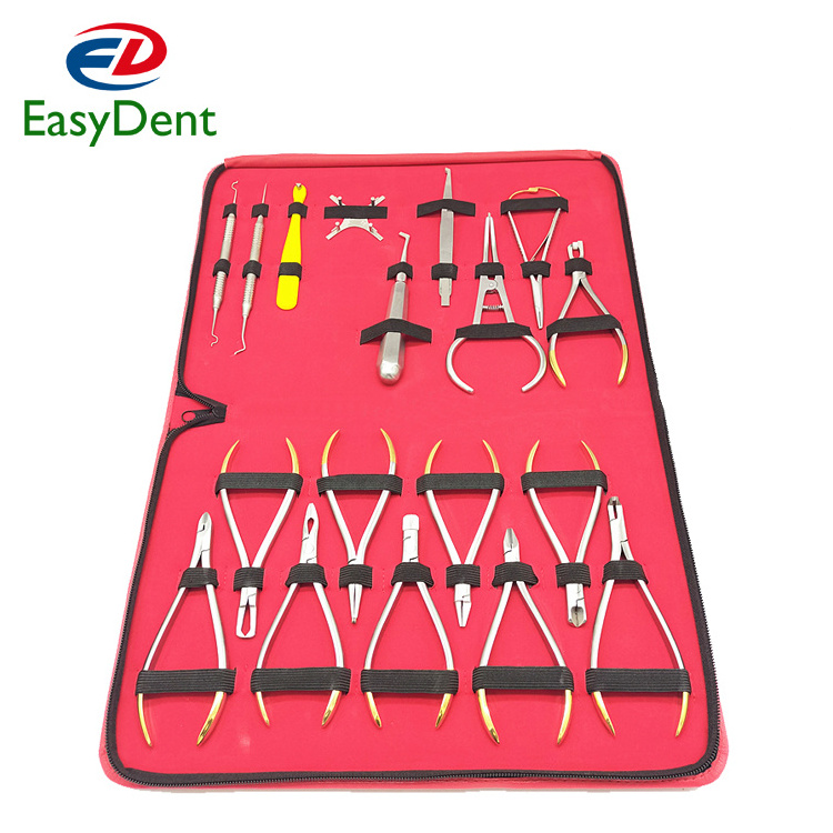 18pcs per set Dentist Orthodontic Pliers Tools Set Forming Plier Stainless Steel Instrument Archwire Cutting Bending Forceps