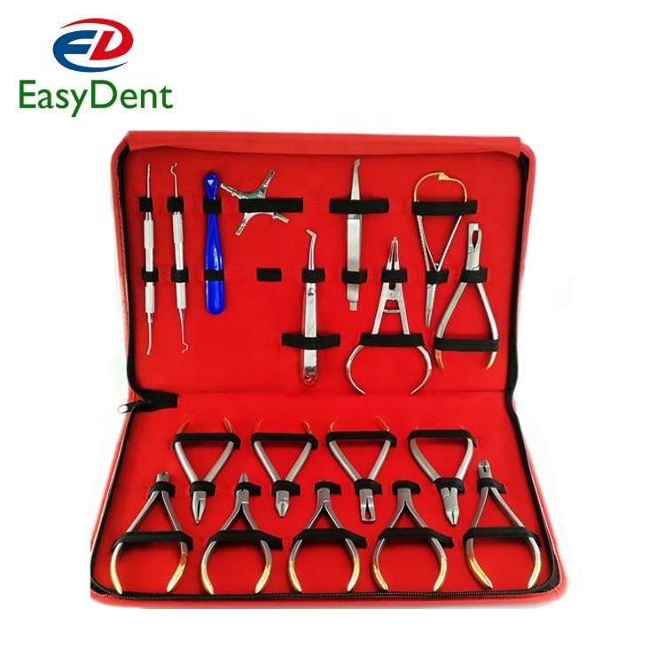 18pcs per set Dentist Orthodontic Pliers Tools Set Forming Plier Stainless Steel Instrument Archwire Cutting Bending Forceps