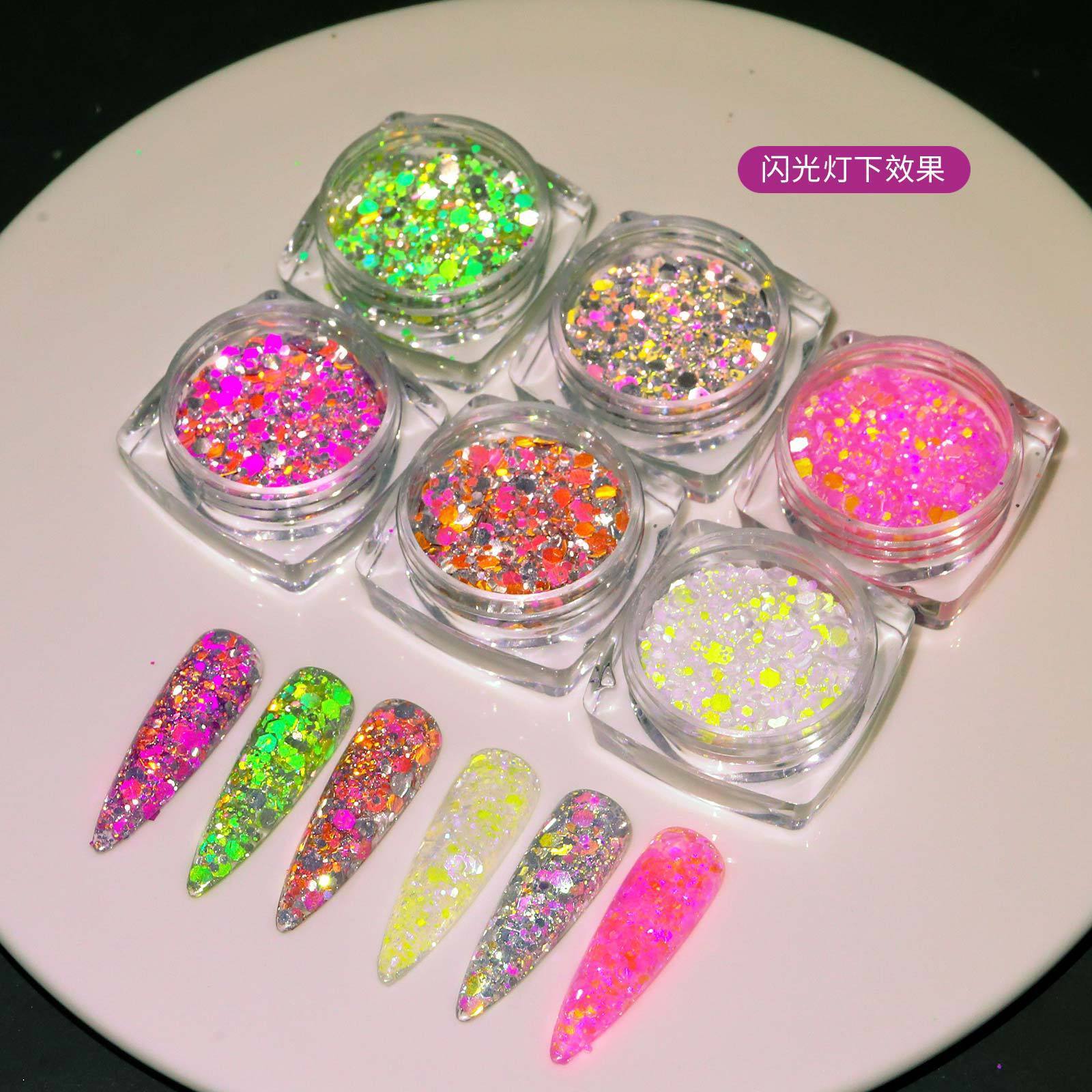 Hot selling super flash high gloss nail powder six-color set Diamond polishing powder