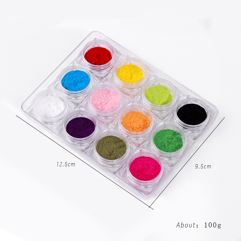 12 Colours Velvet Nails Flocking Powder Manicure Fuzzy Art Nail Powder