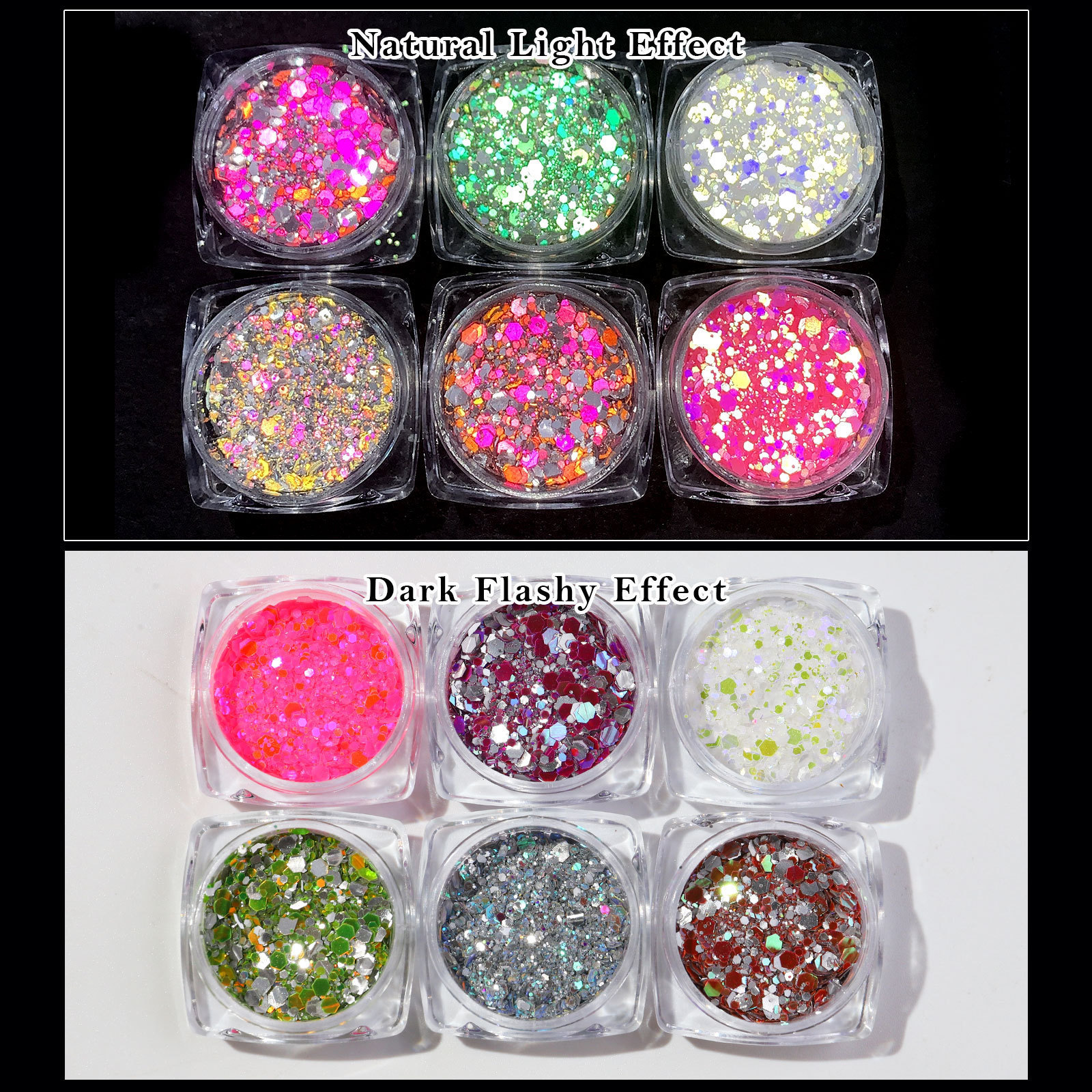 Hot selling super flash high gloss nail powder six-color set Diamond polishing powder